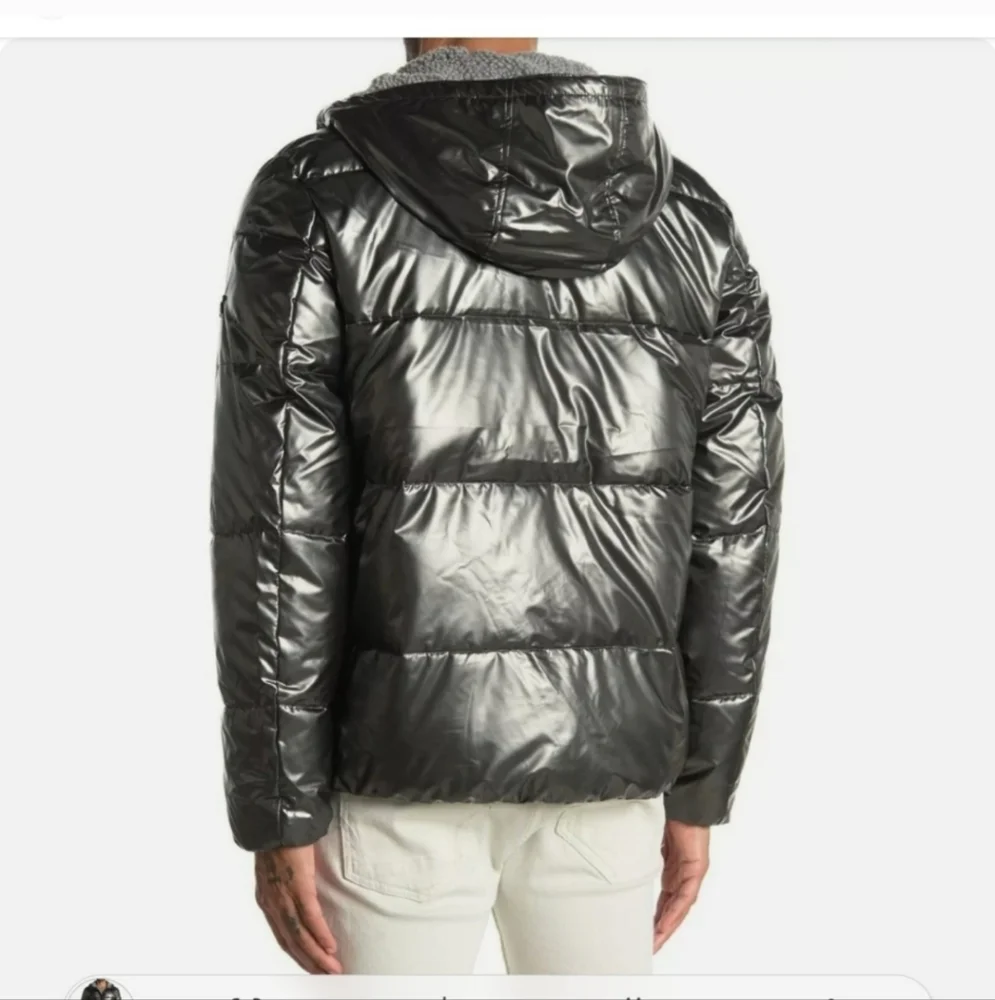 New MICHAEL KORS Size XL Gunmetal Gray Hooded Men's Puffer Jacket MSRP $225